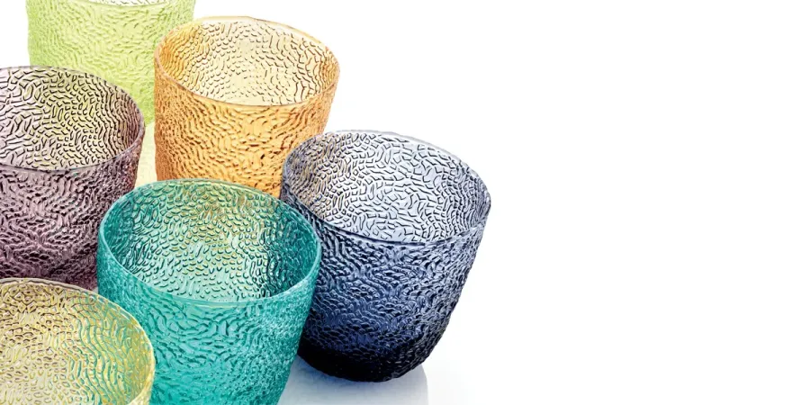 obrazek 2 Zestaw 6 ametystowych delikatnie zdobionych szklanek do wody Tricot – IVV