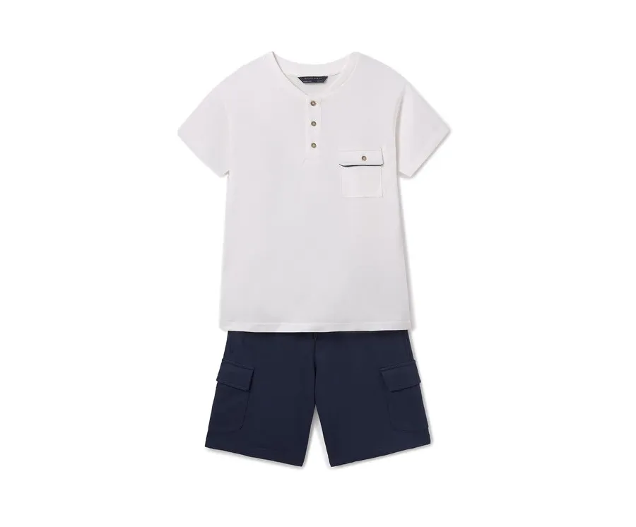 obrazek 1 Mayoral Komplet t-shirt i spodenki 6676 Granatowy Regular Fit