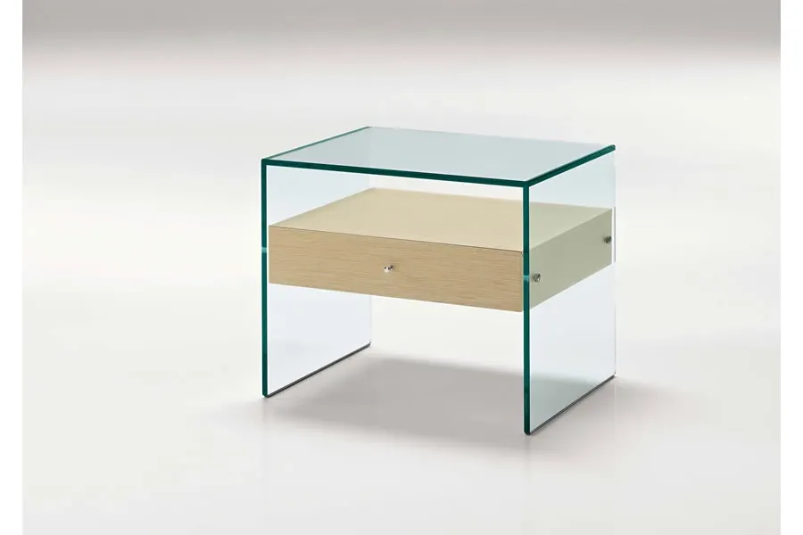 obrazek 5 Mały szklany stolik z drewnianą półką - Tonelli Design