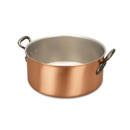 Zdjęcie Miedziany garnek 28 cm do dań typu casserole z żeliwnymi uchwytami