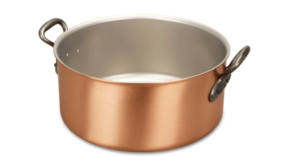 obrazek 1 Miedziany garnek 28 cm do dań typu casserole z żeliwnymi uchwytami