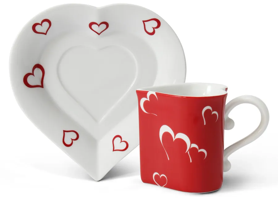 obrazek 2 Filiżanka ze spodkiem z porcelany w kształcie serca na Walentynki – wariant 2 – Leander