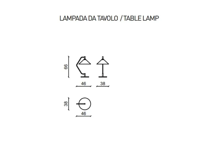 obrazek 2 Lampa stołowa Flash - mosiądz ze stożkowym kloszem - Ulivi Salotti