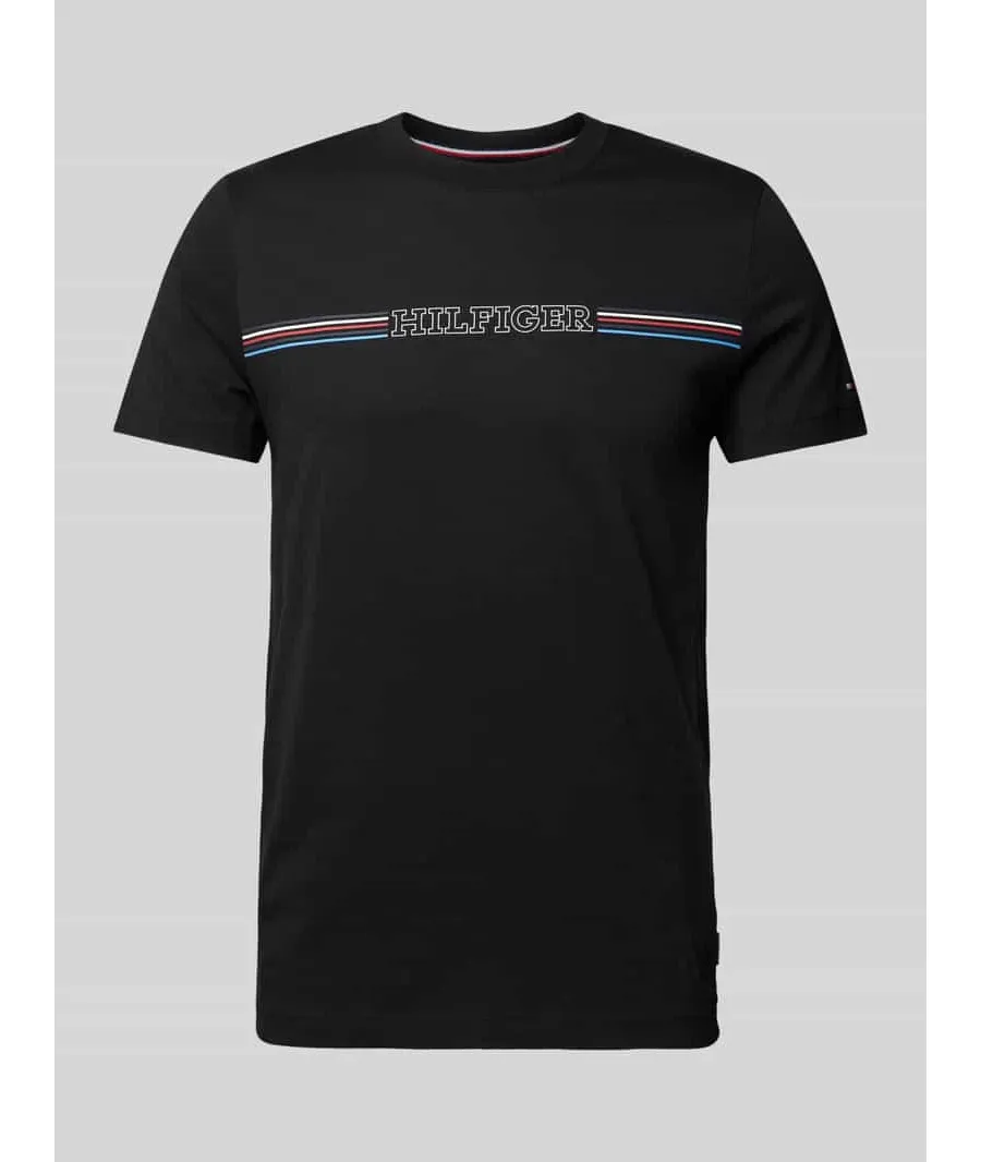 obrazek 1 Tommy Hilfiger T-Shirt Stripe Chest MW0MW34428 Czarny Slim Fit