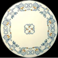 Zdjęcie Okrągły pięknie zdobiony blat do ogrodu wykonany z lawy i ceramiki – Ceramiche Valchida