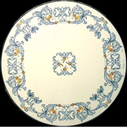 Zdjęcie Okrągły pięknie zdobiony blat do ogrodu wykonany z lawy i ceramiki – Ceramiche Valchida