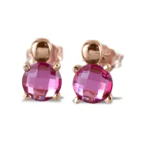 Picture 18K rose gold earrings with rose quartz