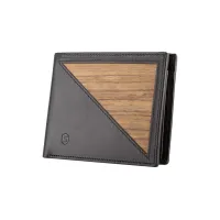 Picture Exclusive men's wallet made of smooth black leather and Amazaque wood