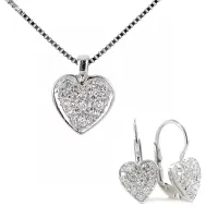 Zdjęcie Elegancki włoski naszyjnik z kolczykami z sercem z diamentów