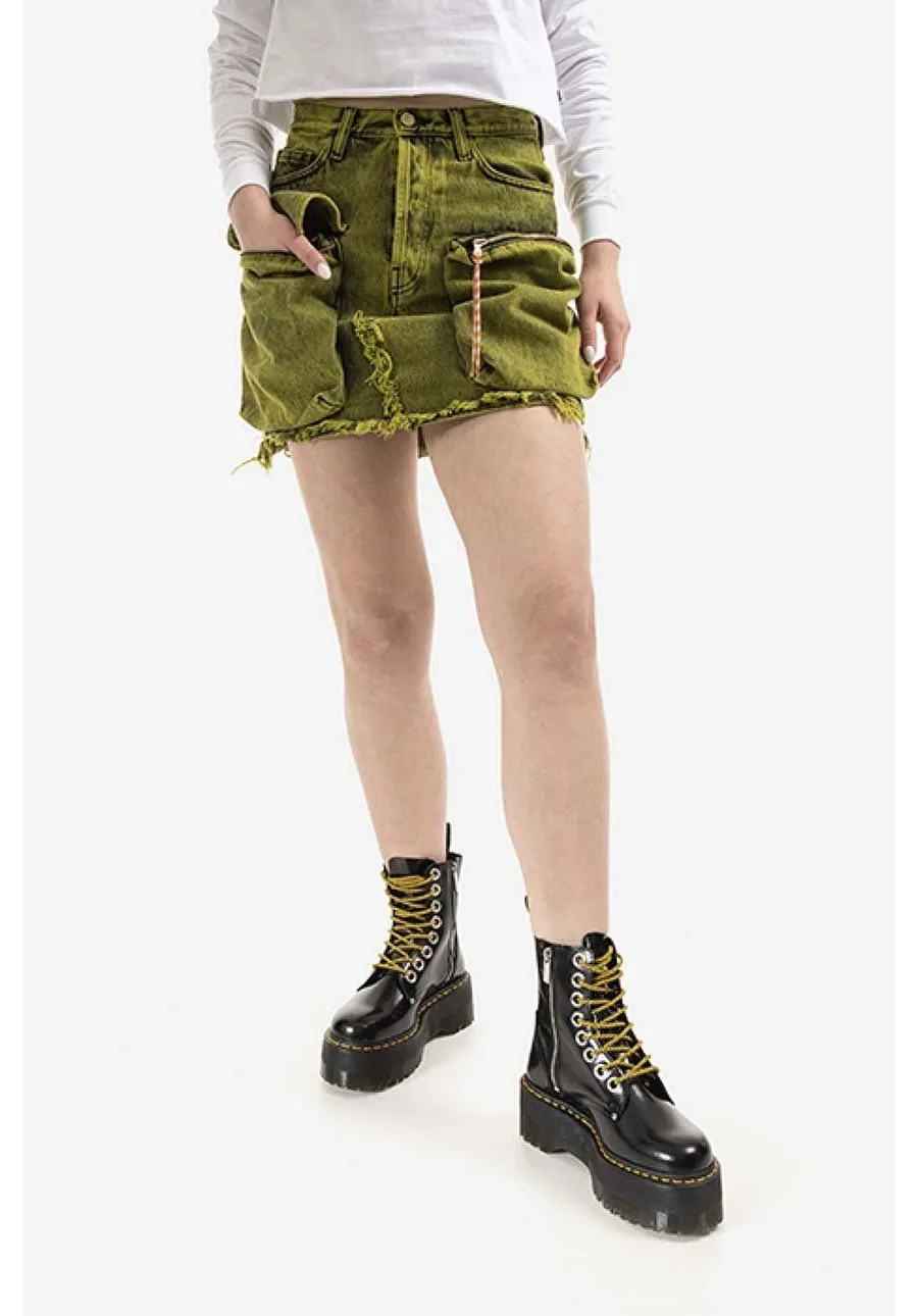 obrazek 1 Aries spódnica jeansowa Acid Washed Cargo Skirt kolor zielony mini prosta AR32304-LIME