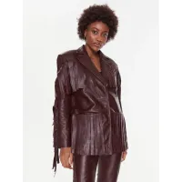 Zdjęcie Remain Kurtka skórzana Leather Fringed RM2051 Bordowy Regular Fit