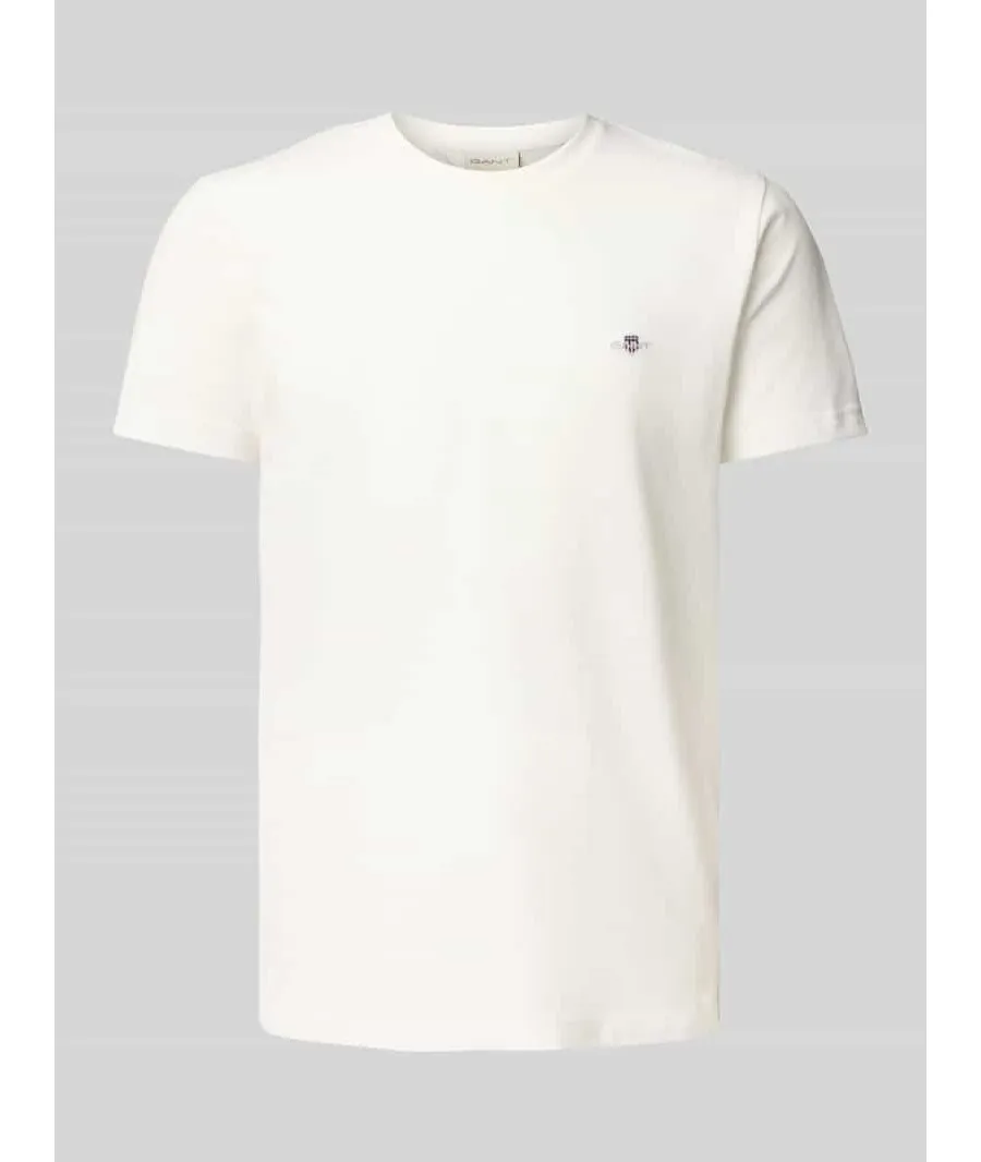obrazek 1 T-shirt o kroju slim fit z wyhaftowanym logo