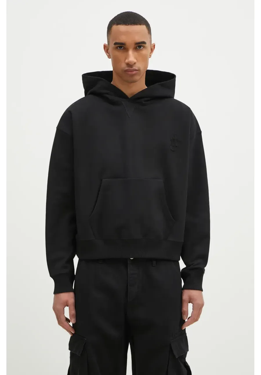 obrazek 1 JW Anderson bluza bawełniana Anchor Logo Hoodie kolor czarny z kapturem z aplikacją JW0183.PG1631.999