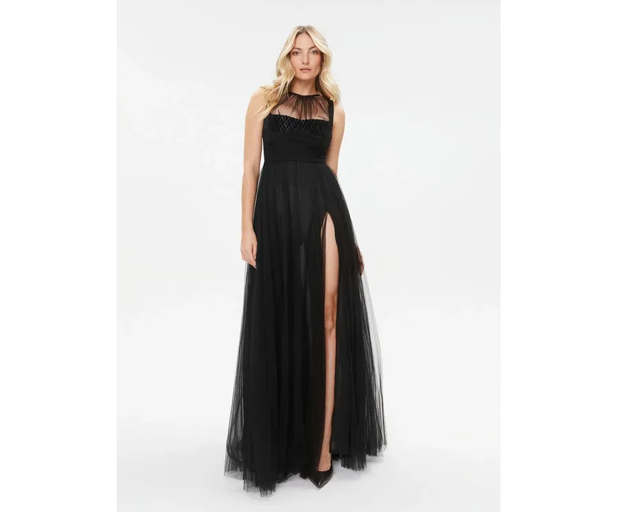 obrazek 1 Elisabetta Franchi Sukienka wieczorowa AB-400-36E2-V890 Czarny Regular Fit