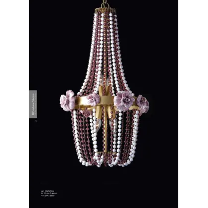Zdjęcie Stylowy żyrandol z ametystowymi kwiatami i koralikami ze szkła Murano - Il Paralume Marina