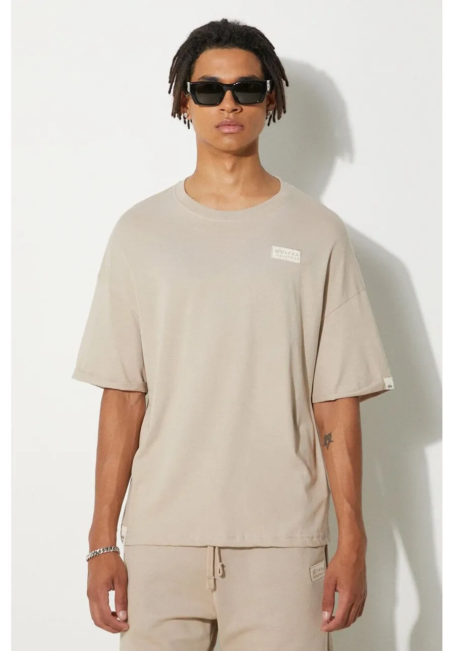 obrazek 1 Alpha Industries t-shirt bawełniany kolor beżowy gładki 118532.627-BEZOWY