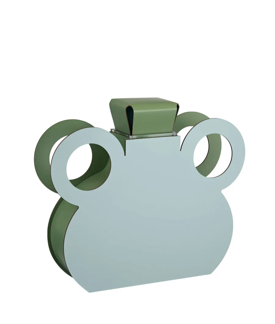 obrazek 3 Designerski wazon Otto 9x42xH38 cm ze skóry w kolorze jasnego pastelowego błękitu