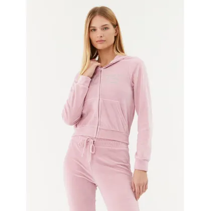 Zdjęcie 2005 Bluza Velour Zip Hoodie Różowy Regular Fit