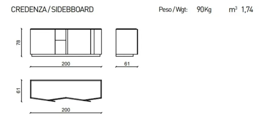 obrazek 2 Designerski drewniany kredens z drewnianym lub  marmurowym blatem - Ulivi Salotti