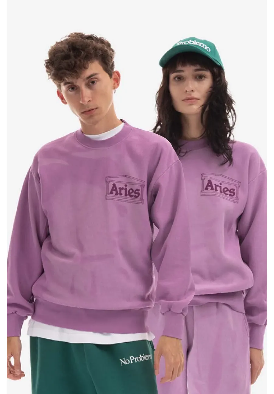 obrazek 1 Aries bluza bawełniana damska kolor fioletowy z nadrukiem Bluza Aries Sunbleached Cross Grain Temple Sweatshirt AR22200 IRIS AR22200-IRIS