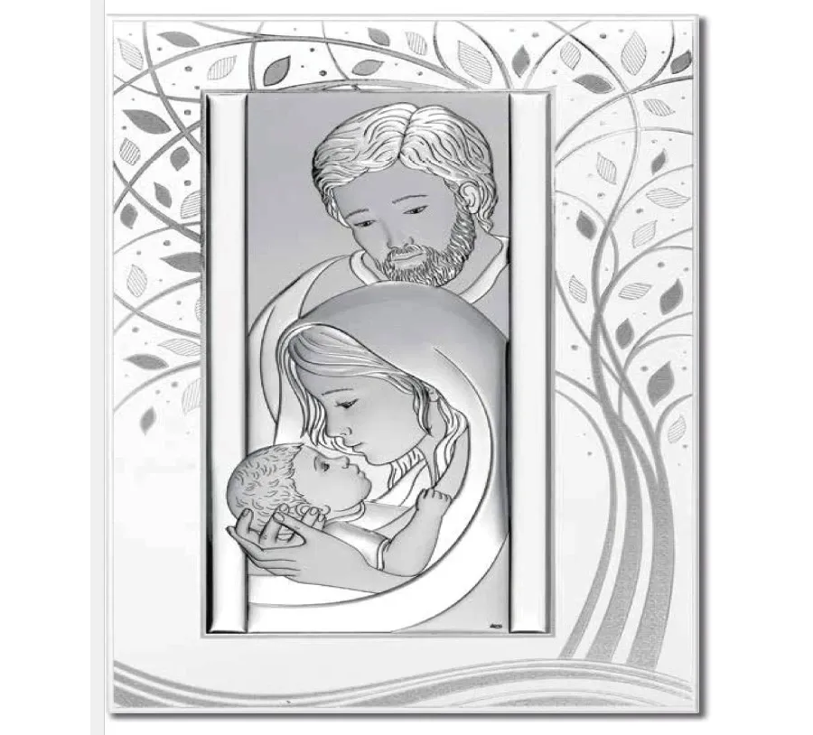 obrazek 1 Ekskluzywny srebrny obraz Świętej Rodziny o wymiarach 25,2х38,1 cm