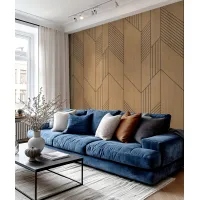 Zdjęcie 275x60x1,1 cm LD (Skandi 3) panel frezowany MDF fornir dębowy - ozdobna dekoracja ścienna 3D