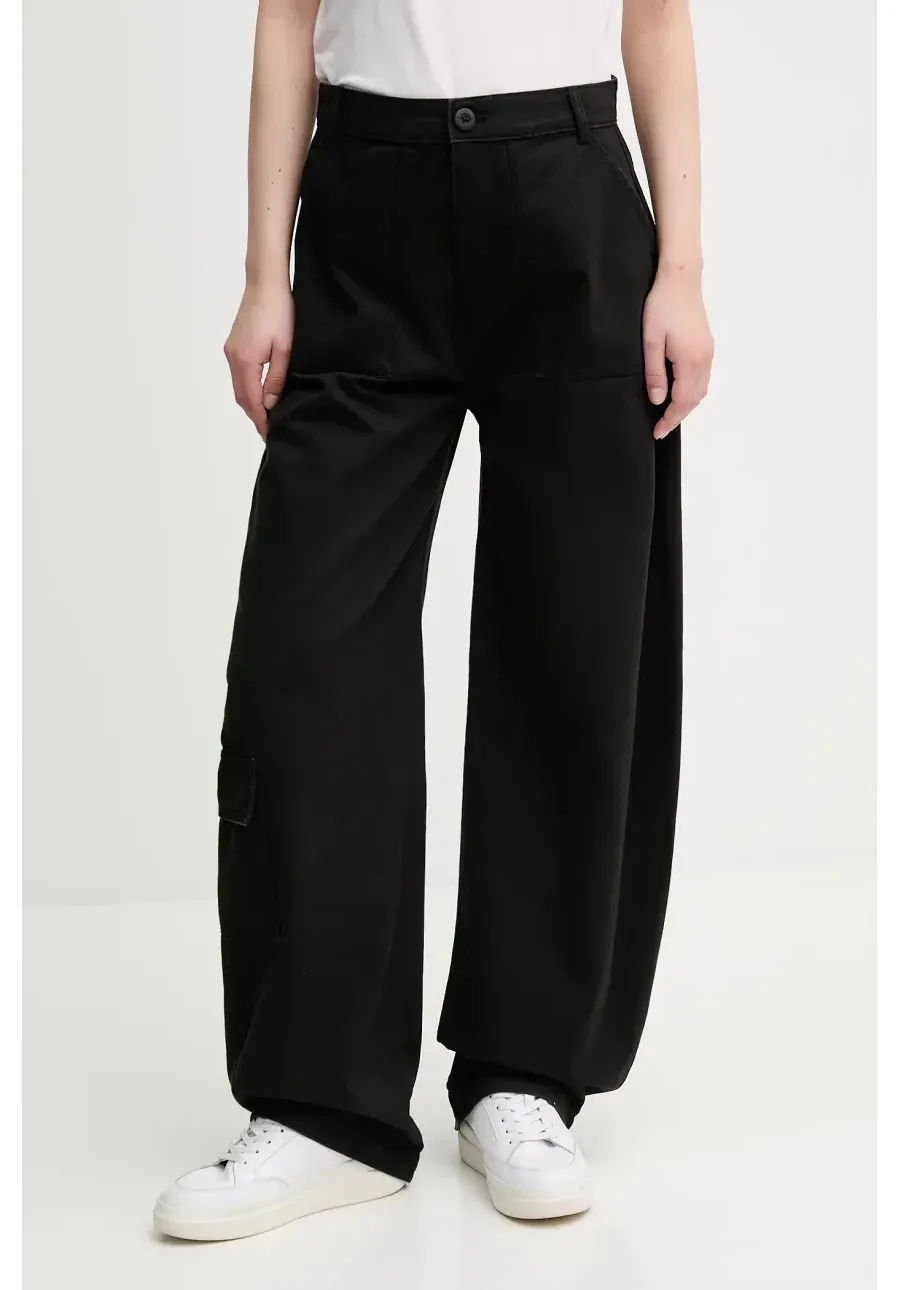 obrazek 1 Alpha Industries spodnie bawełniane Field Pant kolor czarny szerokie high waist 148021