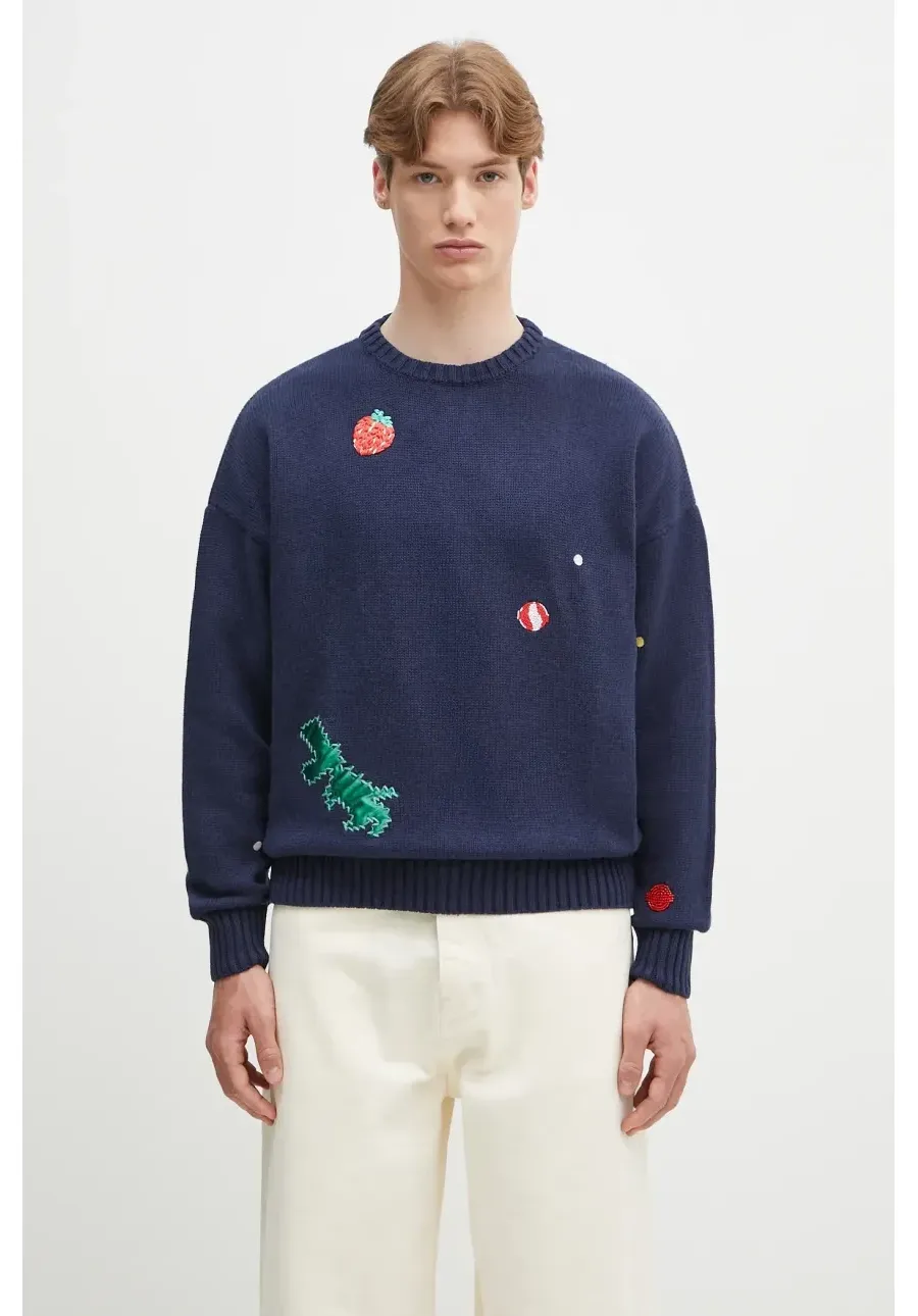 obrazek 1 Fiorucci sweter z domieszką wełny Multipatch Dinosaur kolor granatowy ciepły M02SPKSW255KN01BL05