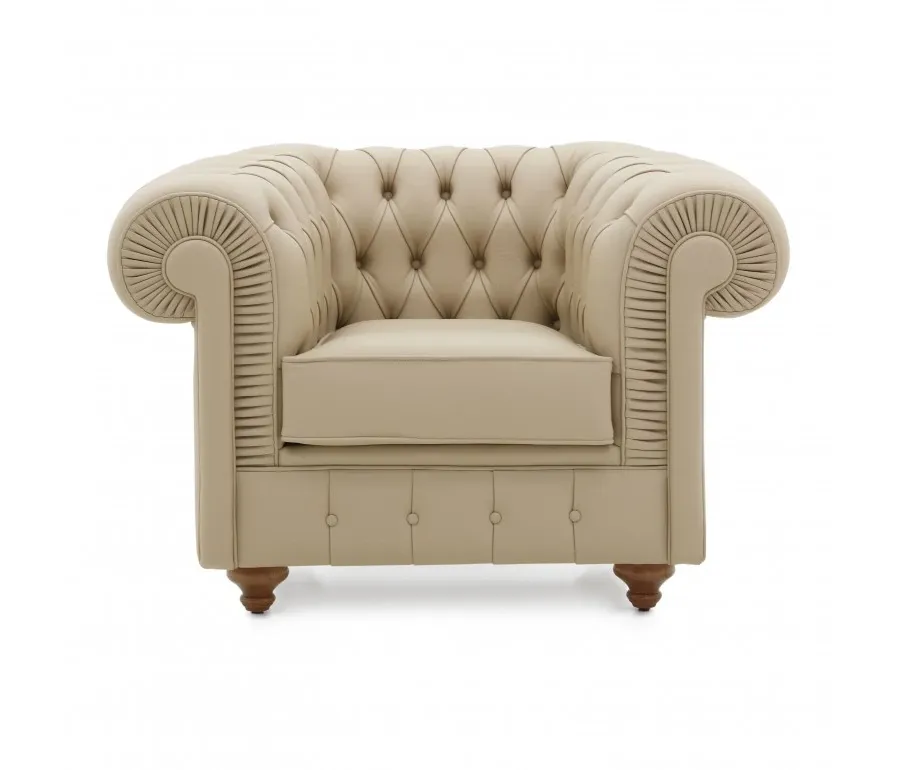 obrazek 2 Beżowy luksusowy fotel w stylu Chesterfield- Sevensedie