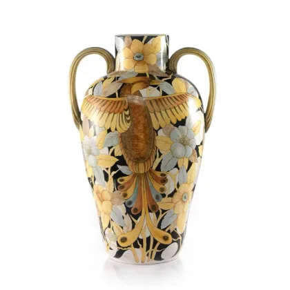 Picture A stylish vase with plant motifs made of ceramics - Ceramiche ML