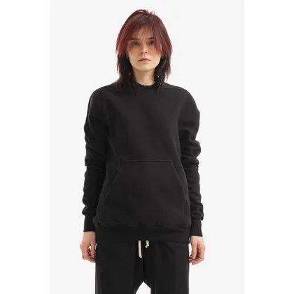 Zdjęcie Rick Owens bluza bawełniana damska kolor czarny z kapturem gładka DS01B7231.F.BLACK-Black
