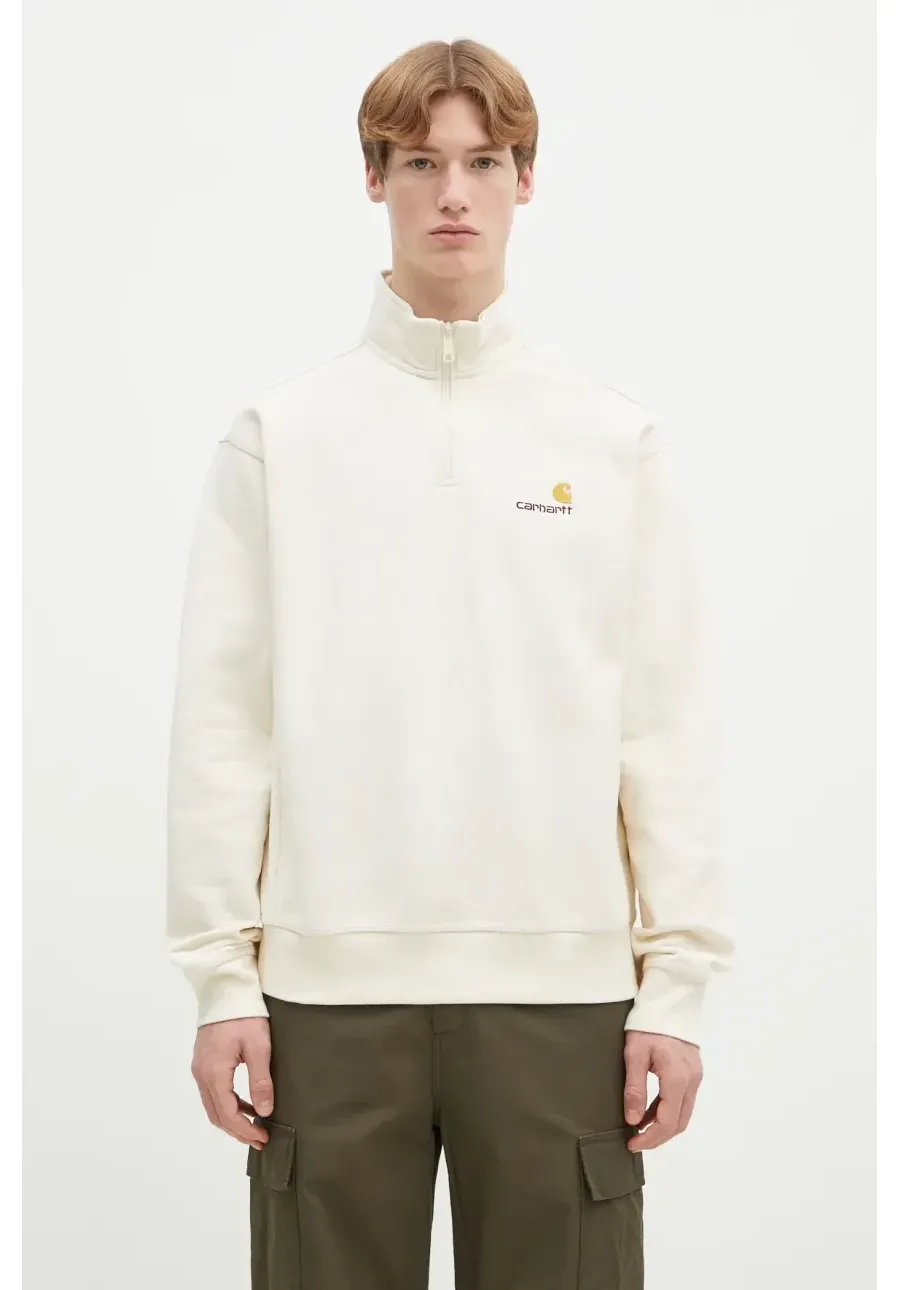 obrazek 1 Carhartt WIP bluza Half Zip American Script Sweat męska kolor beżowy z aplikacją I027014
