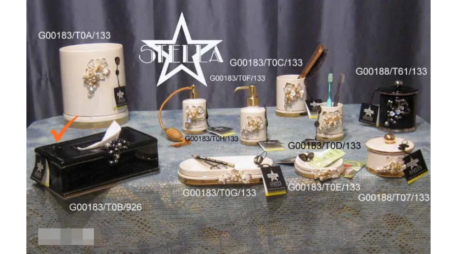 obrazek 1 Dekoracyjny pojemnik z ceramiki na husteczki higieniczne w kolorze czarnym