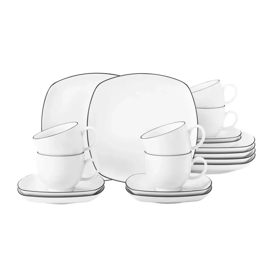 obrazek 1 Kwadratowy porcelanowy 18-elementowy serwis kawowy w stylu nowoczesnym - Seltmann Weiden