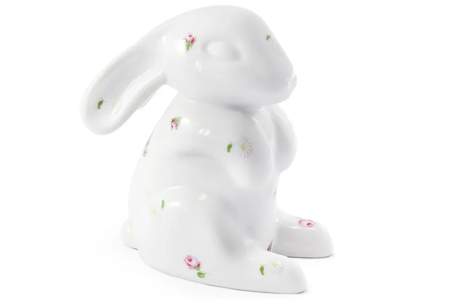 obrazek 1 Dekoracyjny porcelanowy zając zdobiony motywem róży - Leander