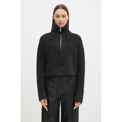 Zdjęcie Sportmax sweter wełniany Falcone damski kolor czarny ciepły z półgolfem 2422366172600