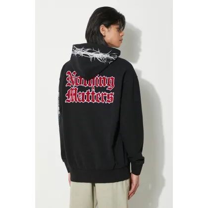 Zdjęcie Aries bluza bawełniana Nothing Matters Embroidered męska kolor czarny z kapturem z aplikacją SUAR20011X