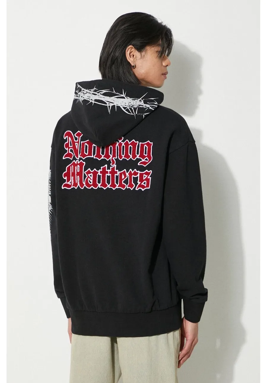 obrazek 1 Aries bluza bawełniana Nothing Matters Embroidered męska kolor czarny z kapturem z aplikacją SUAR20011X