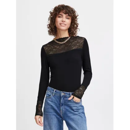 Zdjęcie ICHI Bluzka 20120401 Czarny Slim Fit