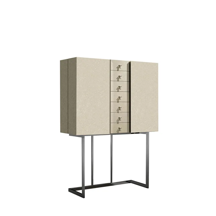 obrazek 1 Biały wysoki kredens IRIS w stylu minimalistycznym - Collecion Alexandra