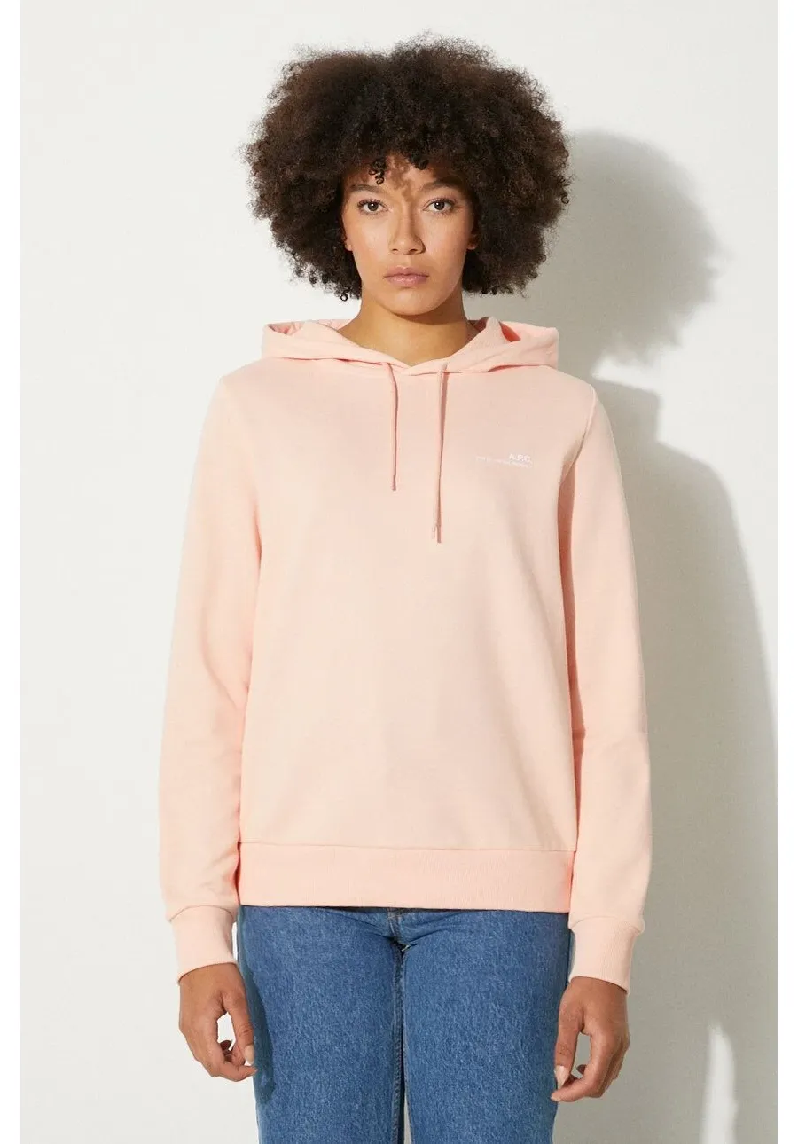 obrazek 1 A.P.C. bluza bawełniana Hoodie Item F damska kolor pomarańczowy z kapturem gładka COEAS.F27674-PECHE
