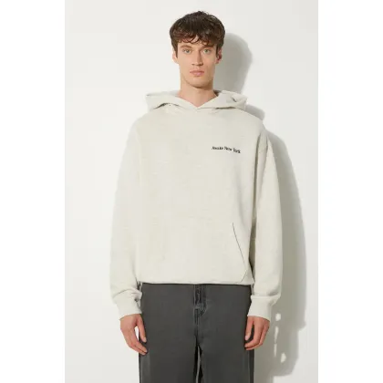 Zdjęcie Awake NY bluza bawełniana Serif Hoodie męska kolor szary z kapturem melanżowa SP24-HD003