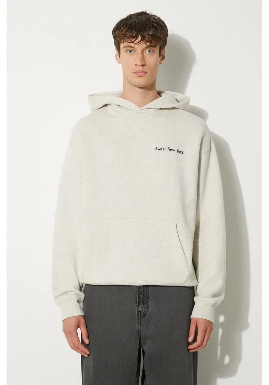obrazek 1 Awake NY bluza bawełniana Serif Hoodie męska kolor szary z kapturem melanżowa SP24-HD003