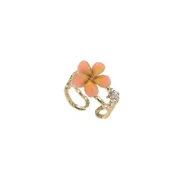 Picture 18k gold plated silver ring White cubic zirconia Multicolored pink nail polish