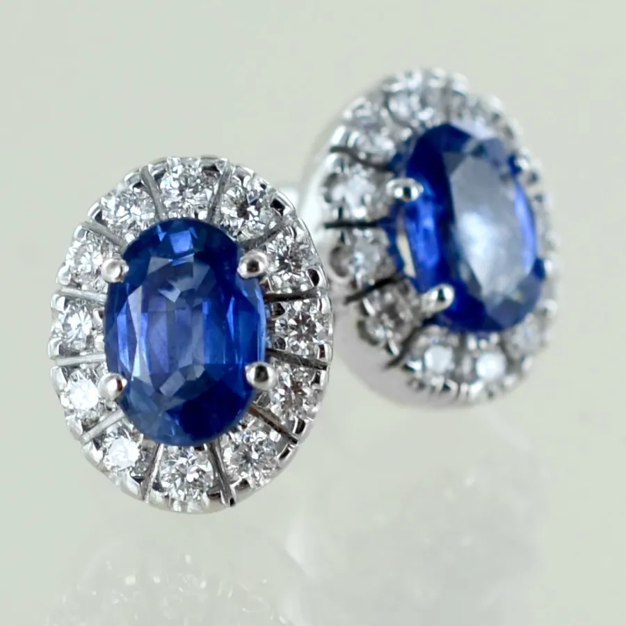 obrazek 6 Stylowe włoskie kolczyki z szafirami i diamentami – model duży