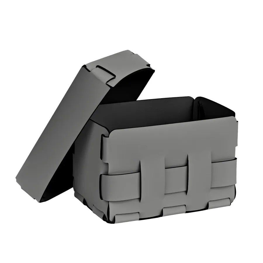 obrazek 2 Stylowy szary koszyk Bottega 12x19xH13 cm z plecionymi ściankami