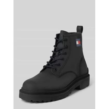 Zdjęcie Buty sznurowane ze skóry z naszywką z logo model ‘LACE UP’