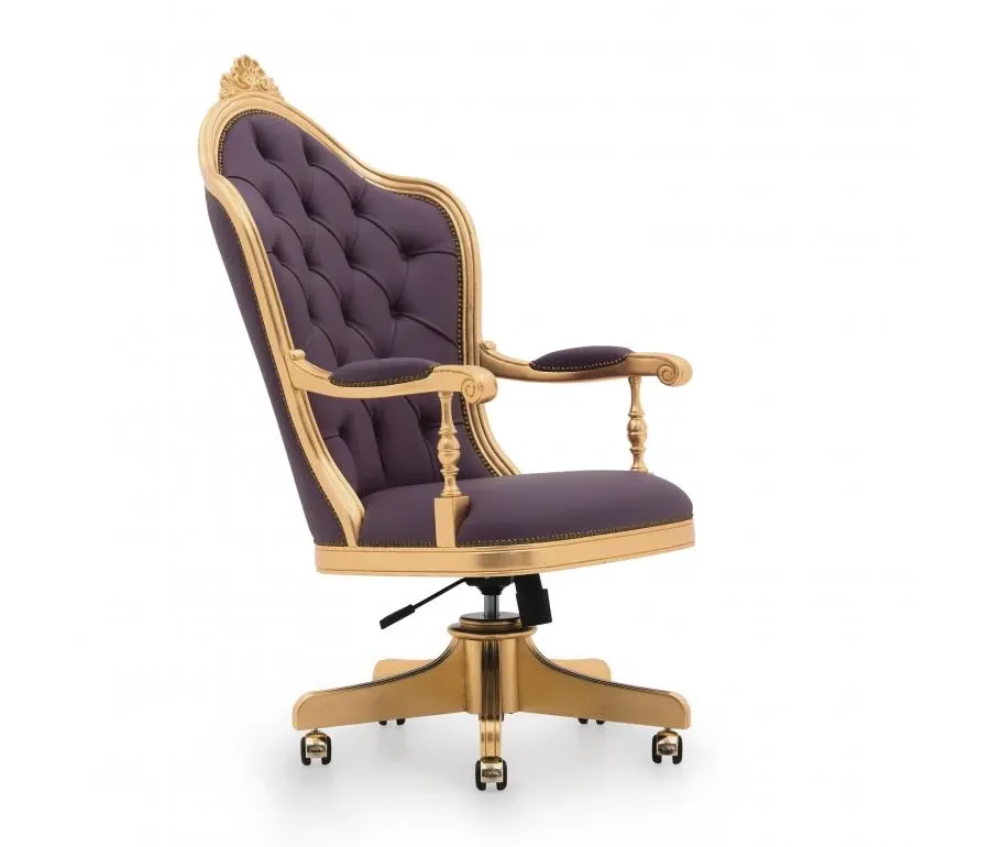 obrazek 1 Fioletowy elegancki fotel biurowy w barokowym stylu - Sevensedie
