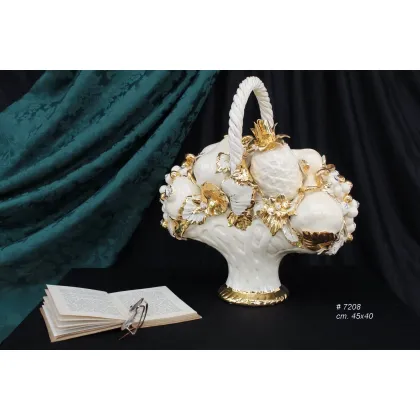 Picture Decorative ceramic basket with gold decorations