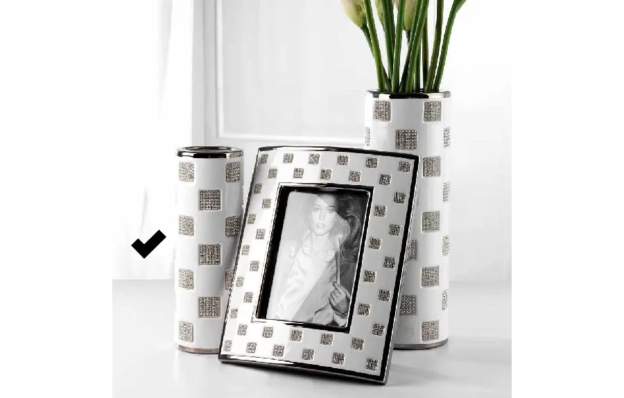 obrazek 1 Gustowny wazon w bieli i platynie 32cm - Bruno Costenaro